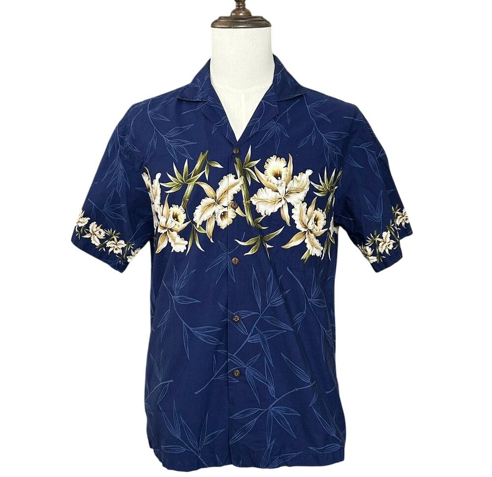 Vintage Hawaiian Ky's Floral Print Shirt SIZE M Orchid ButtonDown Cotton Costume